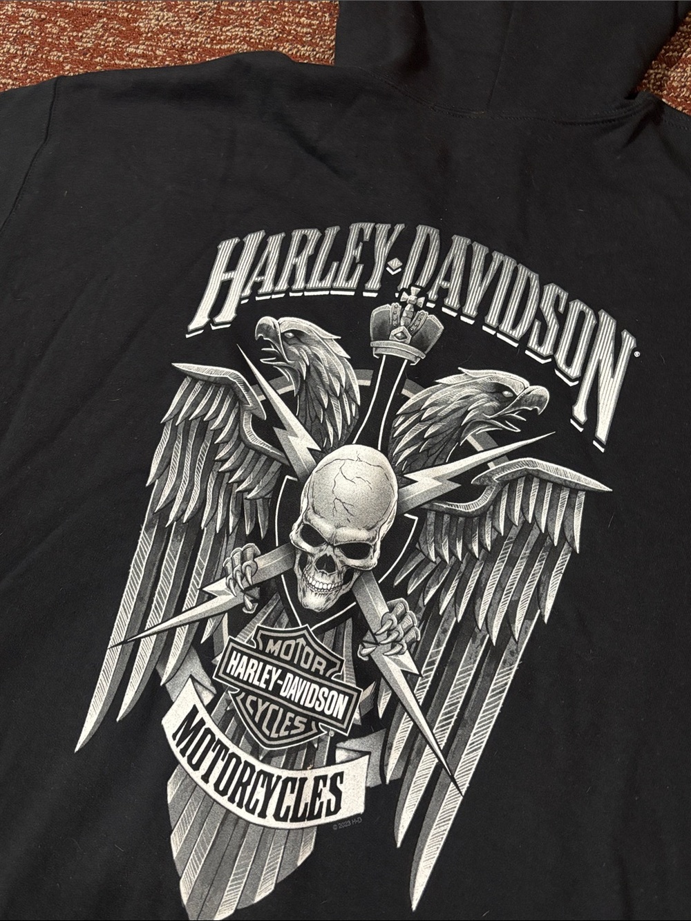 Harley Davidson zip hoodie lightning crest Wisconsin harley skull sweatshirt 4X